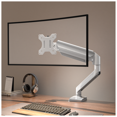 Curved Gaming Monitor Desk-Mount - Swivel Tilt Rotation Height Adjustable Ultrawide Monitor Mount White - Wearson Office Furniture 