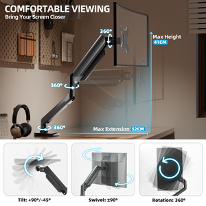 Wearson Curved Monitor Arm Full-Motion - Swivel Tilt Rotation Height Adjustable Monitor Mount Carry up to 20lbs Support 17",19",21",22",24",27",32" Ultrawide 34 inch Curved Screen - Wearson Office Furniture 