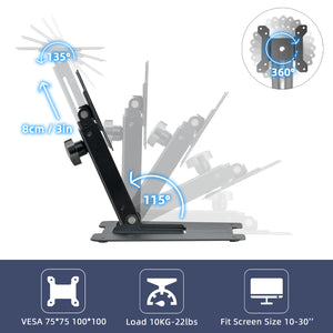 Wearson WS-03T Rotatable Foldable Tiltable Height Adjustable for up to 30 inch Screens - Wearson Office Furniture 