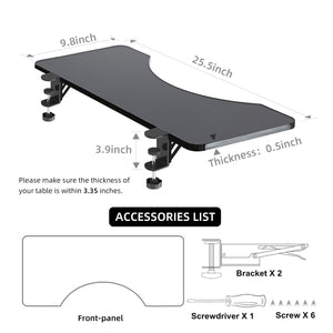 Ergonomics Desk Extender | Clamp On Keyboard Tray | Table Mount Armrest Shelf Stand | Computer Elbow Arm Support | Wearson WS-K6 Black - Wearson Office Furniture 